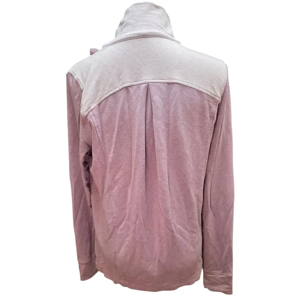 Lululemon Coast Wrap‎ Jacket Size 8 Chalky Rose Funnel Neck Cacoon Wrap Casual